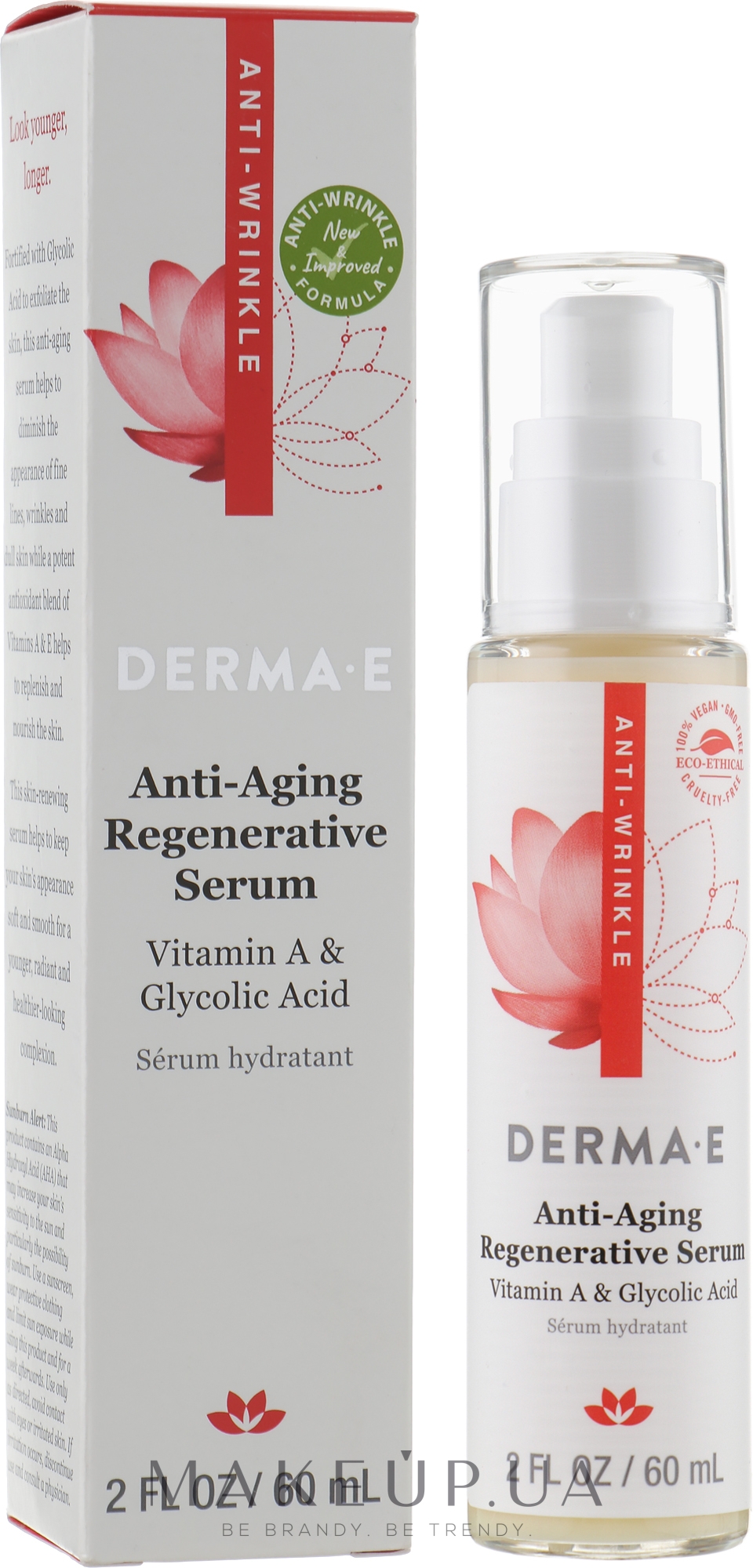 Ночная сыворотка с витамином А против морщин - Derma E Anti-Wrinkle Regenerative Serum — фото 60ml