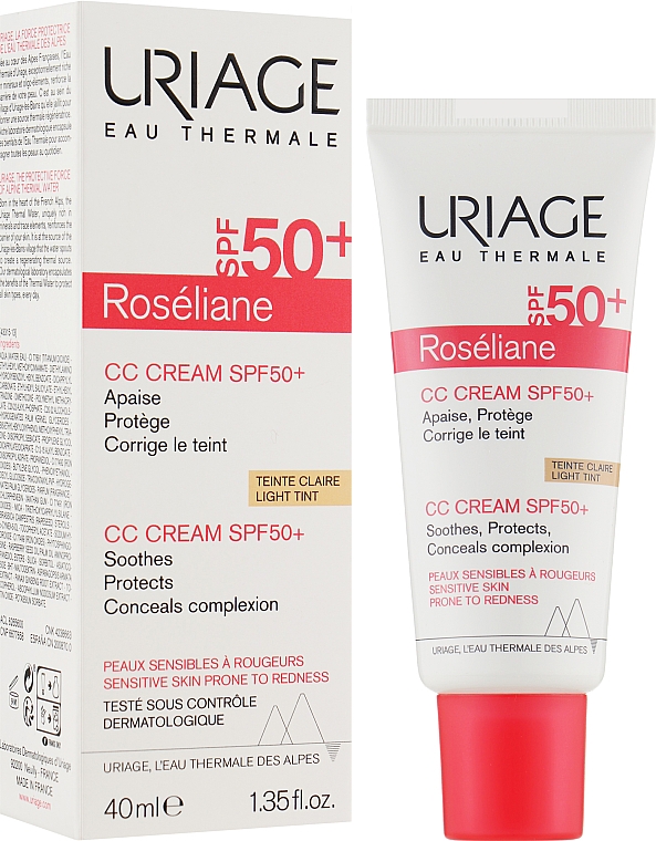 Увлажняющий СС крем для лица против покраснений - Uriage Roseliane CC Cream Moisturizing Cream SPF50+ — фото N2