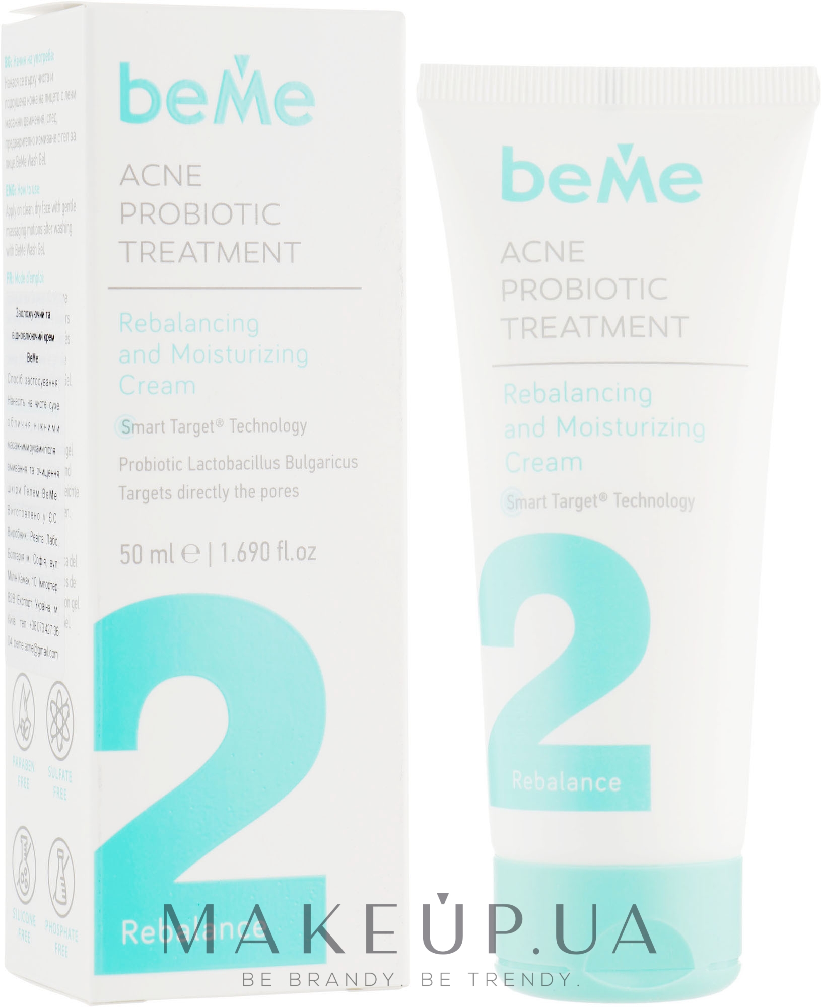 Крем зволожувальний і відновлювальний проти акне 2 - BeMe Rebalancing & Moisturizing Cream — фото 50ml