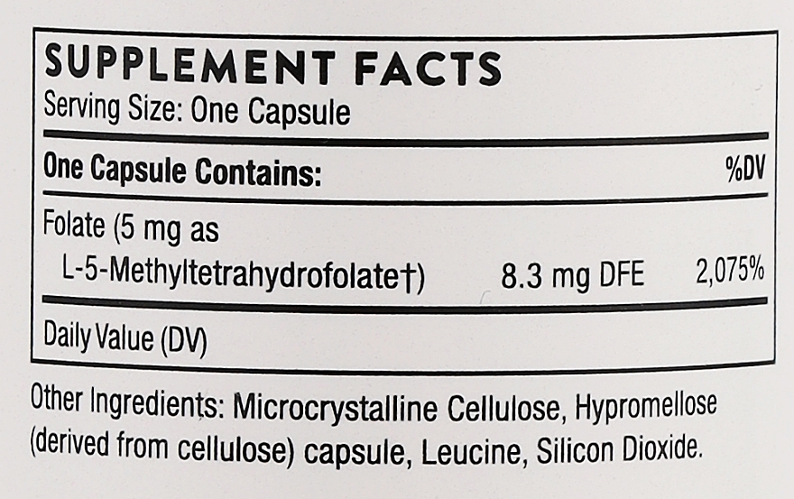 Диетическая добавка "Метафолин" 5 мг, капсулы - Thorne Research 5-MTHF — фото N3