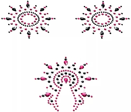 Набір прикрас із кристалів для грудей і лобка, чорно-рожеві - Petits Joujoux Gloria Set — фото N1