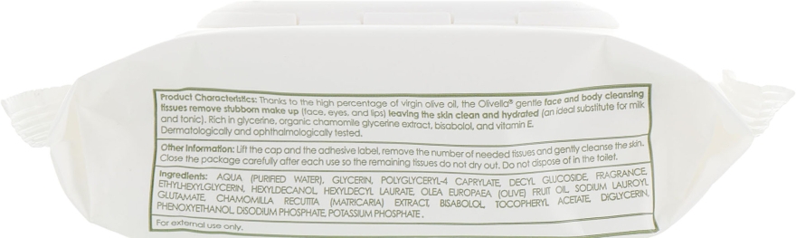 Очищувальні серветки для обличчя і тіла - Olivella Daily Facial Cleansing Tissues — фото N2