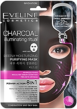 Парфумерія, косметика Глибоко зволожувальна тканинна маска 8 в 1  - Eveline Cosmetics Charcoal Illuminating Ritual Deeply Moisturizing Purifying Mask