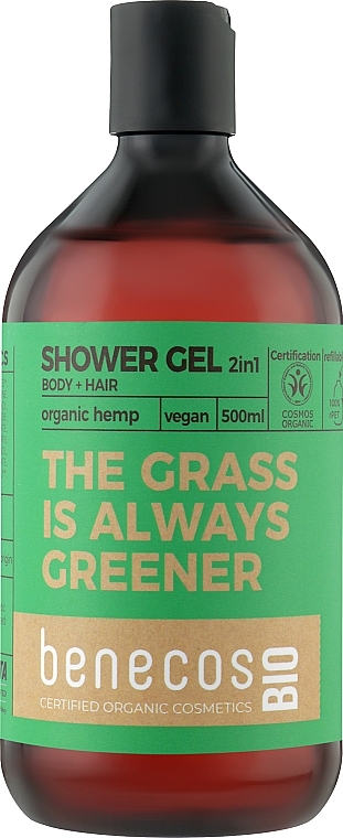 Гель для душу 2в1 - Benecos Shower Gel and Shampoo Organic Hemp Oil — фото N1