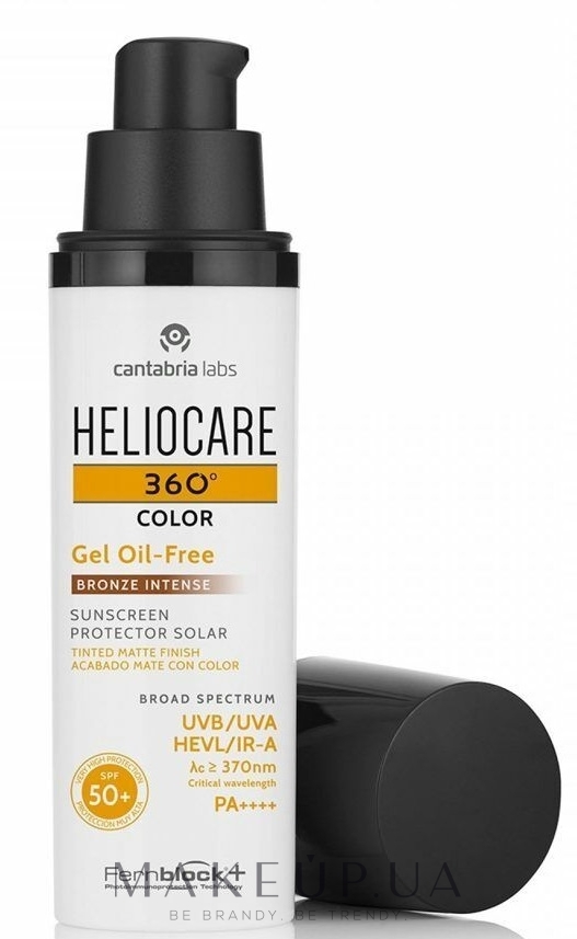 Сонцезахисний гель з тоном на водній основі - Heliocare 360 Gel Oil Free Color Spf 50 — фото Bronze Intense