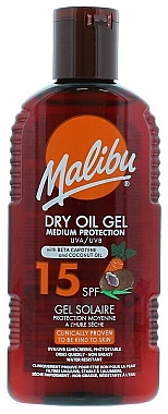 Гель для засмаги - Malibu Dry Oil Gel SPF15 With Beta Carotene and Coconut Oil — фото N1