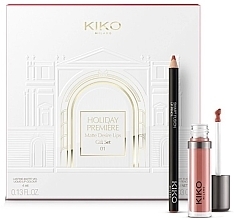 Набор - Kiko Milano Holiday Premiere Matte Desire Lips 02 Rose (liq/lipst/4ml + lip/pen/0/9g) — фото N1
