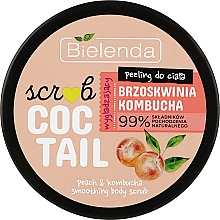 Розгладжувальний цукровий скраб для тіла "Персик і чайний гриб" - Bielenda Scrub Coctail — фото N1