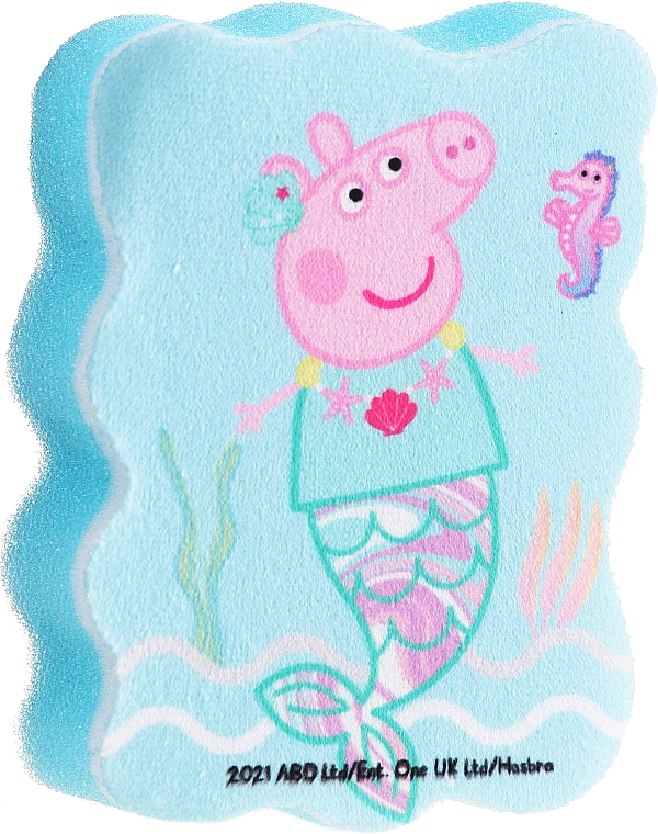 Мочалка банна дитяча "Свинка Пеппа", Пеппа-русалка, блакитна - Suavipiel Peppa Pig Bath Sponge — фото N1