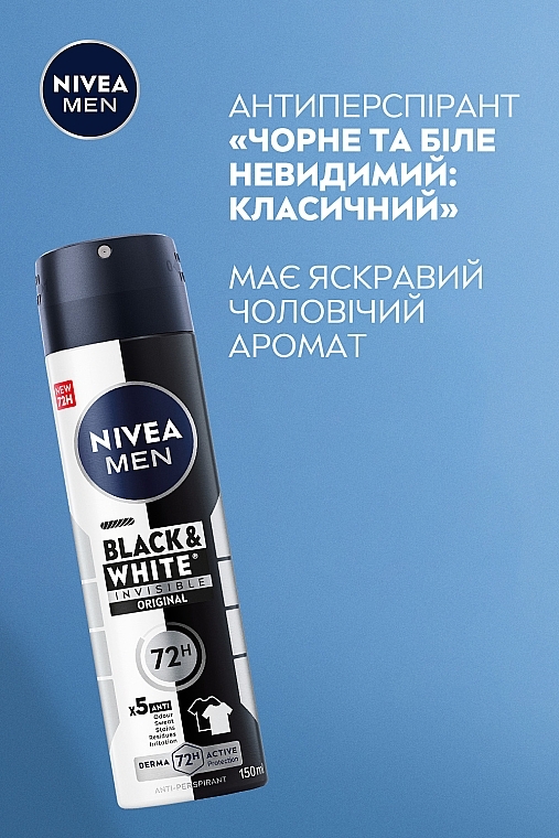 Антиперспирант "Черное и Белое невидимый: классический", спрей - NIVEA MEN Black & White Invisible Original Anti-Perspirant — фото N3