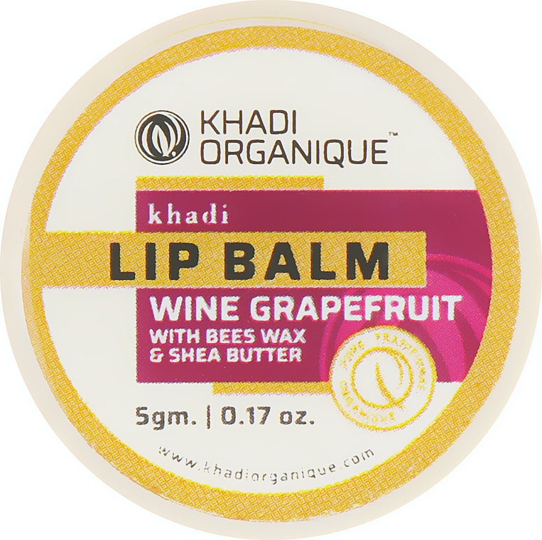 Натуральний аюрведичний бальзам для губ "Грейпфрут" з бджолиним воском і медом - Khadi Organique Wine Grapefruit Lip Balm — фото N1