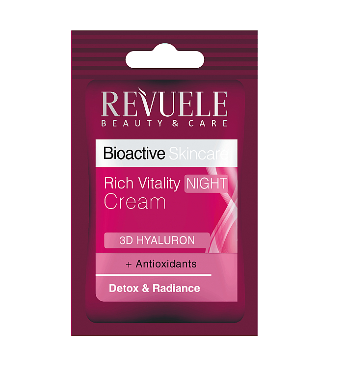 Насичений нічний крем для обличчя - Revuele Bioactive Skincare 3D Hyaluron Rich Vitality Night Cream (пробник) — фото N1