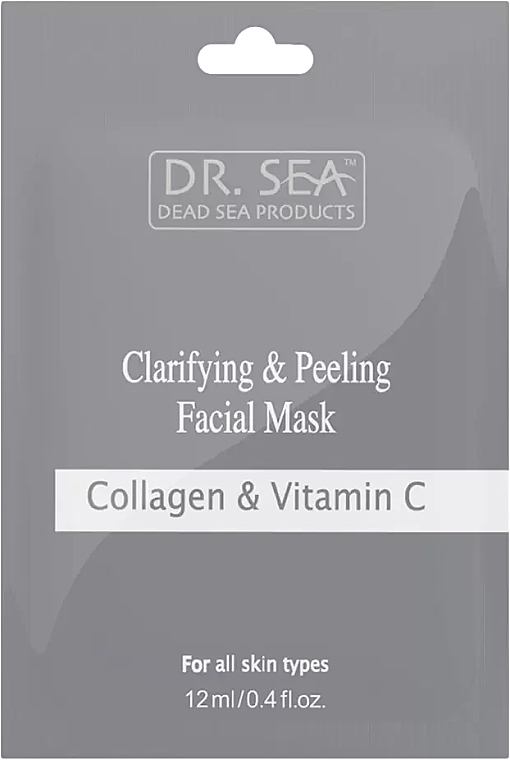 Освітлювальна маска-пілінг для обличчя з колагеном і вітаміном С - Dr. Sea Clarifying & Peeling Ficial Mask (саше) — фото N1