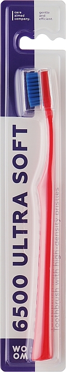 Зубная щетка, мягкая, красная - Woom 6500 Ultra Soft Toothbrush — фото N1