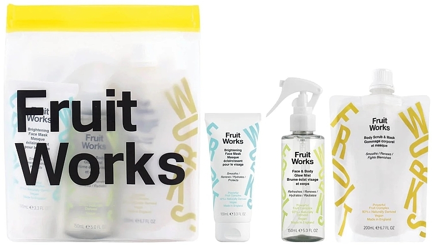 Набір - Fruit Works Glow Kit (f/mask/100ml + f/body/mist/150ml + f/body/scrub/200ml) — фото N1