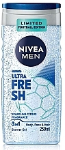 Гель для душу 3 в 1 для тіла, обличчя та волосся - Nivea Men Ultra Fresh Limited Football Edition — фото N1