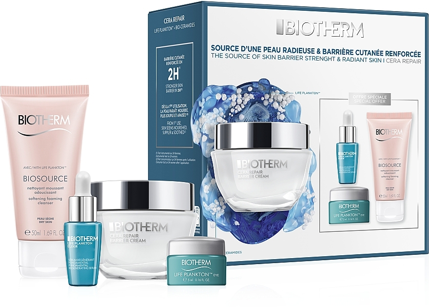 Набор - Biotherm Cera Repair (d/cr/50ml + elixir/7ml + eye/cr/5ml + mous/50ml) — фото N1