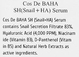 Сыворотка для лица с муцином улитки и ниацинамидом - Cos De BAHA Snail Mucin Power Serum with Niacinamide 2% — фото N4