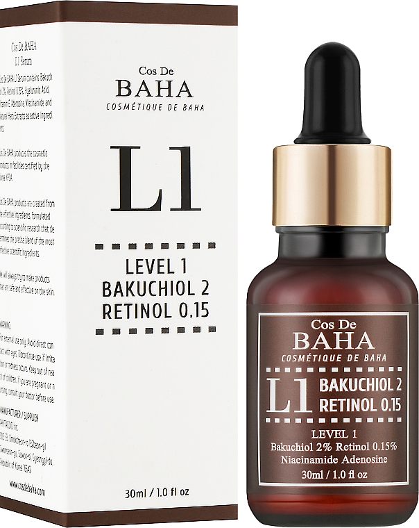 Антивікова сироватка - Cos De BAHA L1 Bakuchiol & Retinol Serum — фото N2