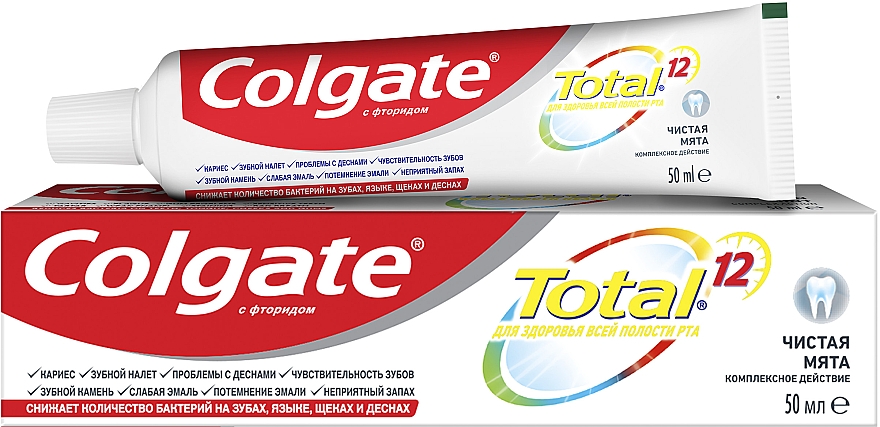 Комплексная зубная паста "Чистая мята", антибактериальная - Colgate Total 12 Clean Mint