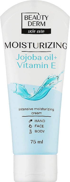 Зволожувальний крем для обличчя, рук і тіла - Beauty Derm Moisturizing Jojoba Oil + Vitamin E Face Hand Body Cream