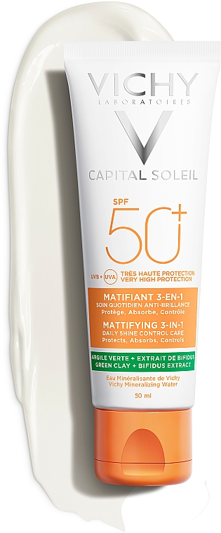 Сонцезахисний зволожувальний крем 3-в-1 для жирної, проблемної шкіри, spf50+ - Vichy Capital Soleil Mattifying 3-in-1 — фото N6