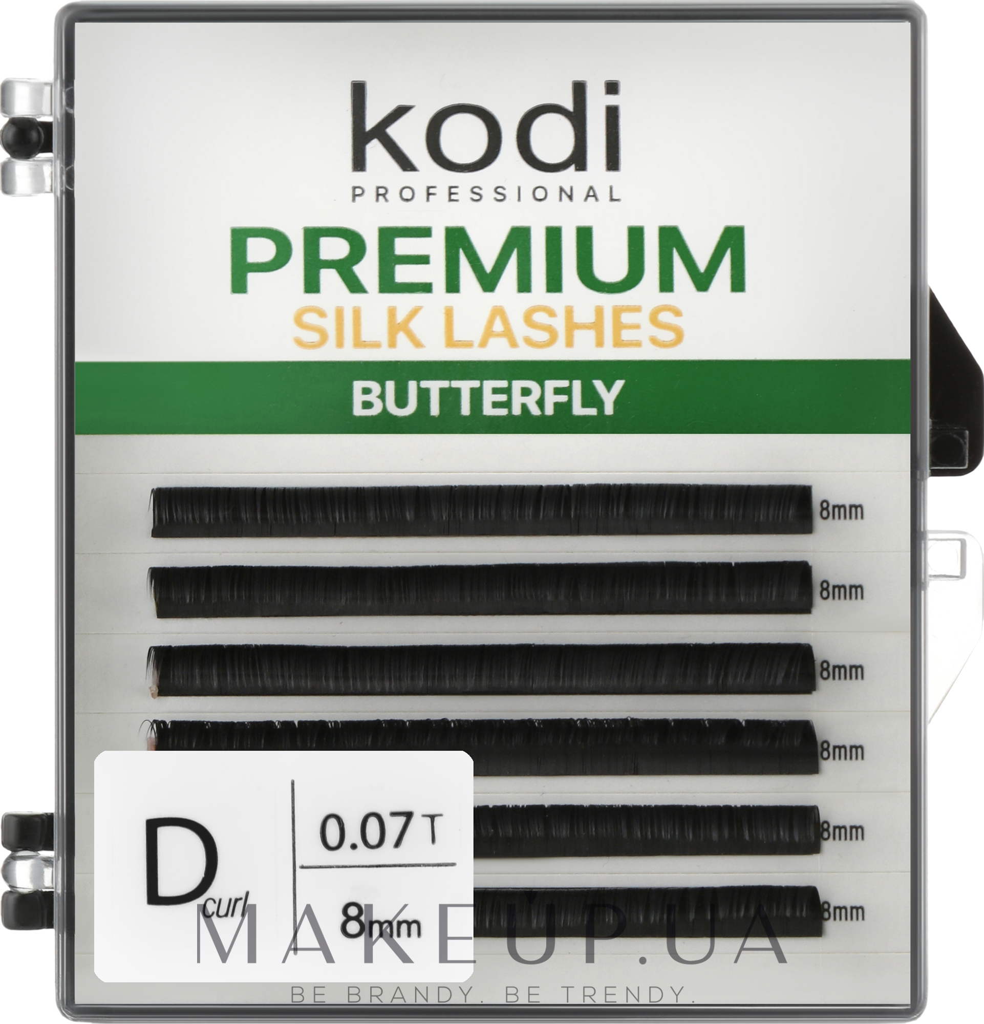 Накладные ресницы Butterfly Green D 0.07 (6 рядов: 8 мм) - Kodi Professional — фото 1уп