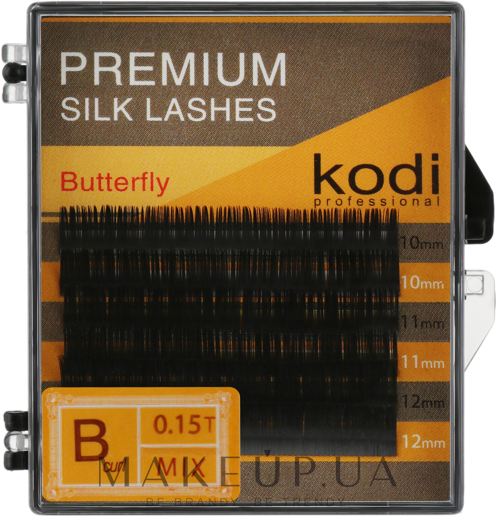 Накладні вії Premium B 0.15 (6 рядів: 10/11/12) - Kodi Professional — фото 1уп