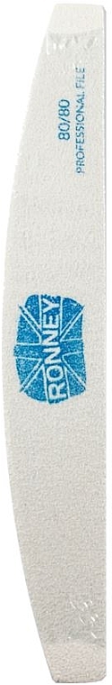 Пилочка для ногтей, 80/80, белая, полумесяц - Ronney Professional — фото N1