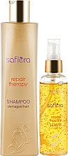 Набір професійного домашнього догляду за пошкодженим волоссям, для жінок - DeMira Professional Saflora Repair Therapy (shm/300ml + ser/100ml) — фото N2