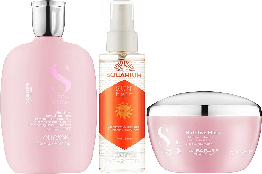 Набор - AlfaParf Semi di Lino The Resort Collection Nutritive Set (shmp/250ml + h/mask/200ml + oil/120ml) — фото N2