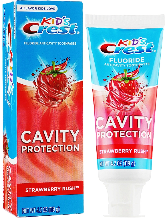 Дитяча зубна паста - Crest Kids Cavity Protection Strawberry Rush Anticavity Fluoride Toothpaste