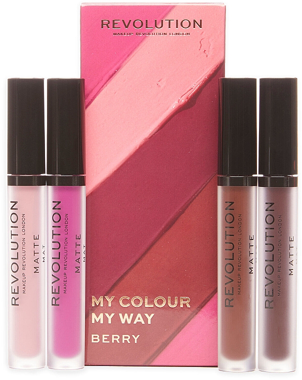 Набор помад - Makeup Revolution My Colour My Way Berry Lipstick Set (lipstick/4x3ml) — фото N1
