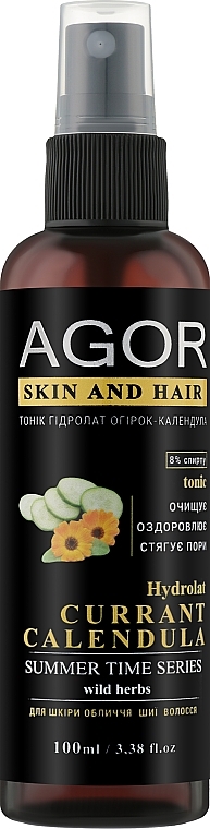 Тоник "Гидролат огурец-календула" - Agor Summer Time Skin And Hair Tonic — фото N3