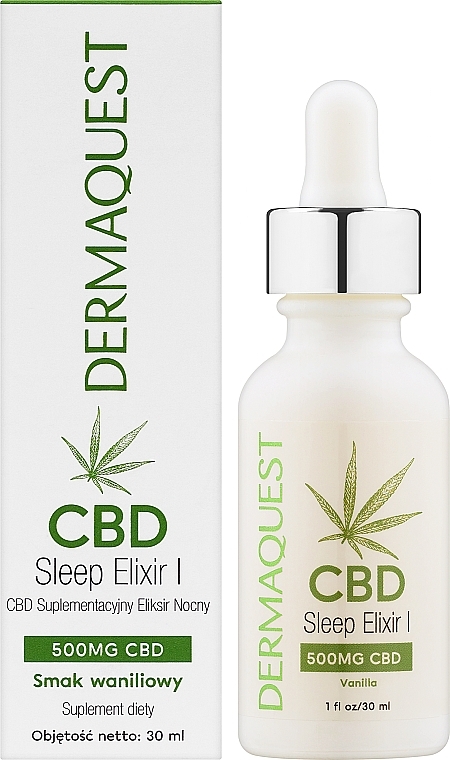 Диетическая добавка-эликсир - Dermaquest CBD Sleep Elixir I 500mg Vanilla  — фото N2