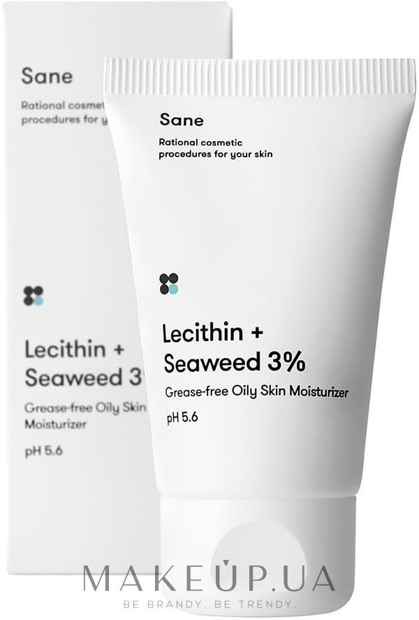 Крем для жирной кожи лица c лецитином + морские водоросли 3% - Sane Face Cream — фото 40ml