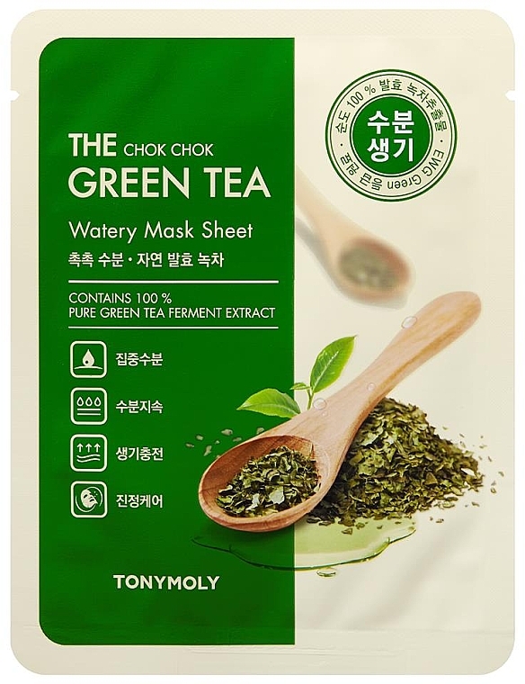 Успокаивающая маска для лица с зеленым чаем - Tony Moly The Chok Chok Green Tea Watery Mask Sheet — фото N1