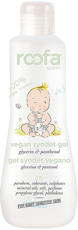 Синдет гель-пінка для ванни веганська, без аромату, з народження - Roofa Baby Vegan Glycerin Syndet Soap — фото N1