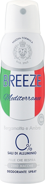Дезодорант-спрей - Breeze Mediterraneo Deodorant Spray 0% Aluminum Salts