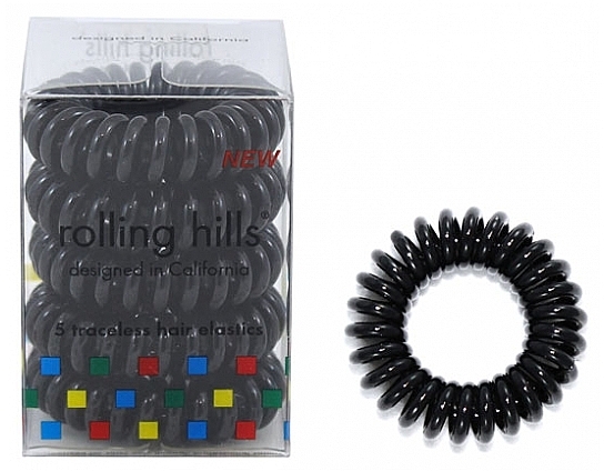 Резинка-браслет для волос, черная - Rolling Hills 5 Traceless Hair Rings — фото N1