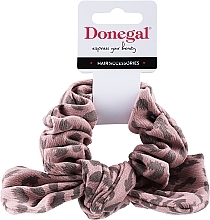 Резинка для волосся з бантом, леопардовий принт, рожева - Donegal FA-5689 — фото N1