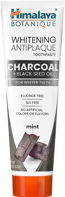Відбілювальна зубна паста з вугіллям і олією чорного кмину - Himalaya Herbals Botanique Charcoal & Black Seed Oil Whitening Antiplaque Toothpaste