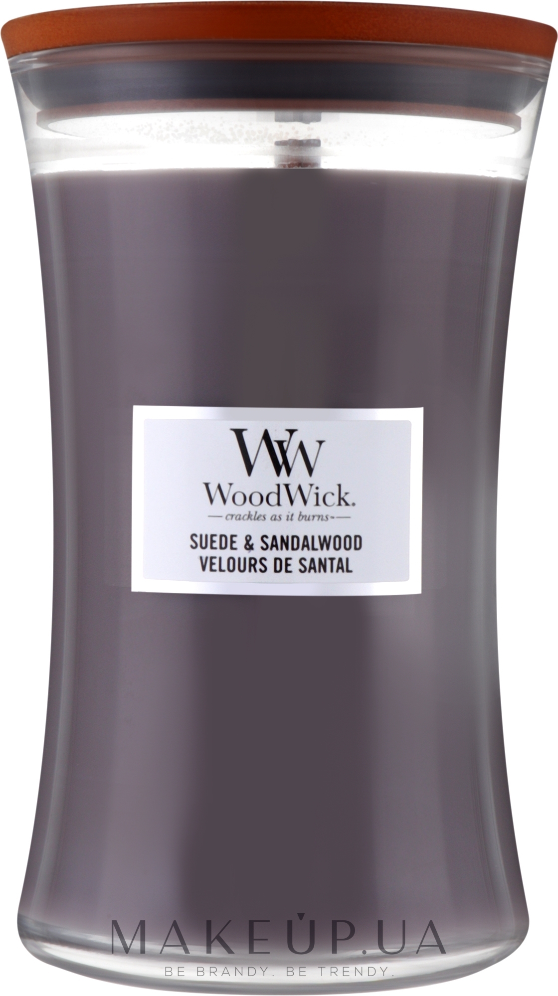 Ароматическая свеча в стакане - WoodWick Suede & Sandalwood Candle — фото 609.5g