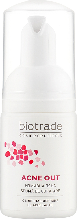 Нежная очищающая пена с молочной кислотой в тревел формате - Biotrade Acne Out Cleansing Face Foam (мини)