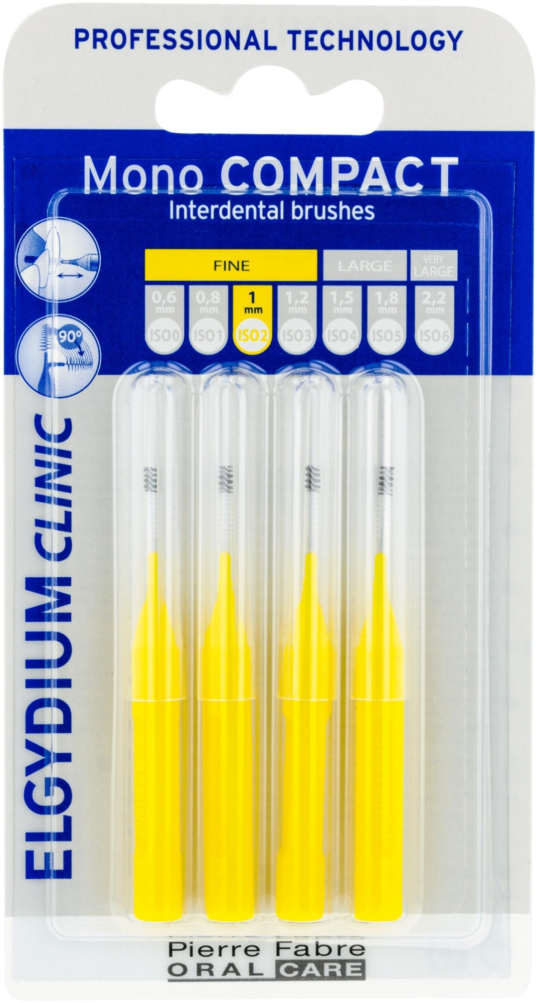 Щетка межзубная, желтая, 4 шт. - Elgydium Clinic Brushes Mono Compact Yellow 1.0mm — фото 4шт