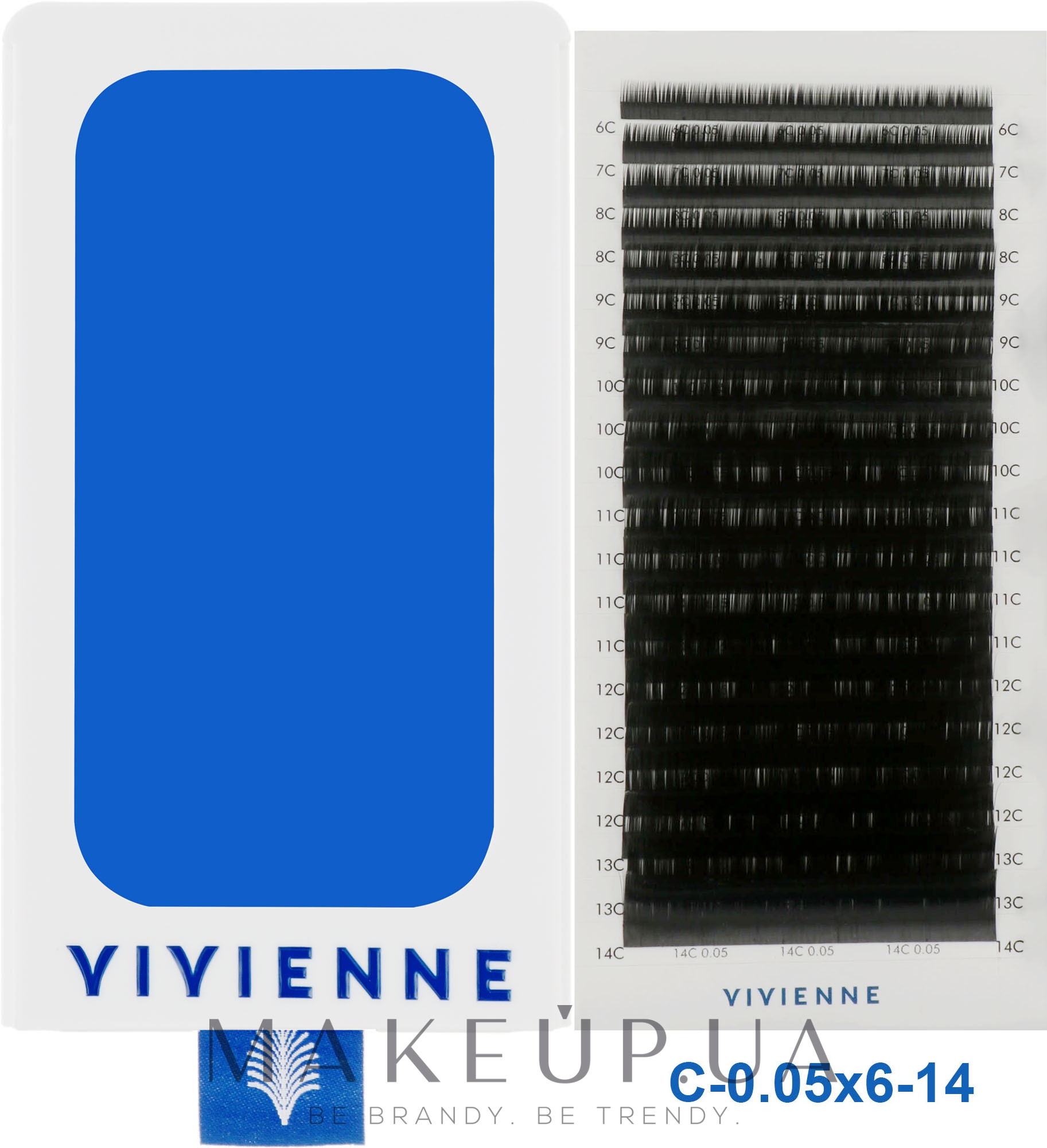 Накладные ресницы "Elite", черные, 20 линий (mix, 0,05, С, 6-14) - Vivienne — фото 1уп