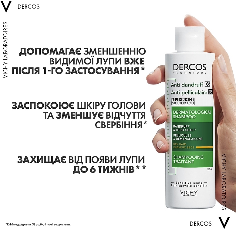 УЦІНКА Шампунь від лупи для сухого волосся - Vichy Dercos Anti-Dandruff Treatment Shampoo * — фото N8