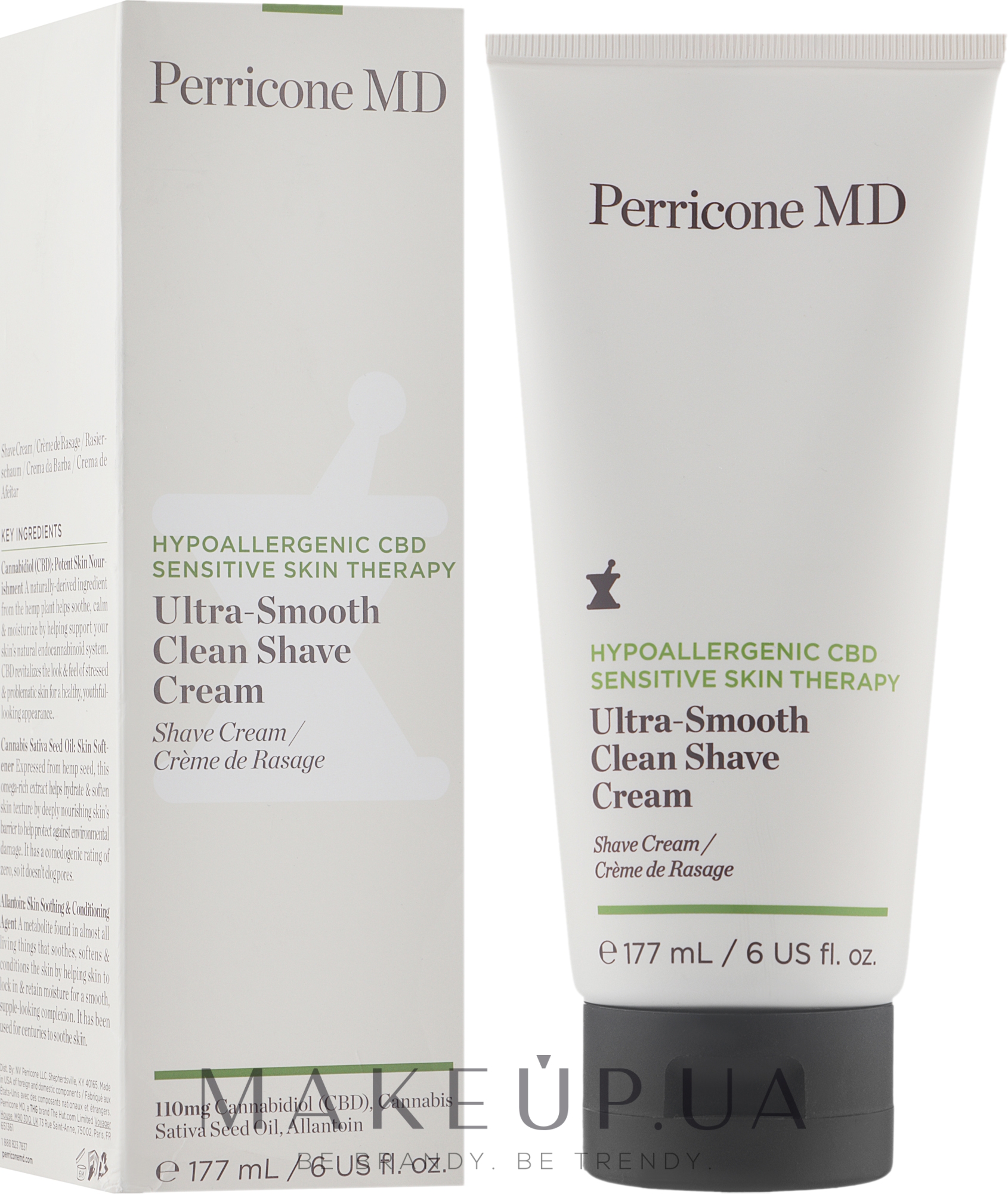 Крем для бритья для чувствительной кожи - Perricone MD Hypoallergenic CBD Sensitive Skin Therapy Ultra-Smooth Clean Shave Cream — фото 177ml