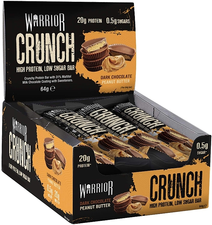 Протеиновый батончик "Черный шоколад" - Warrior Crunch High Protein Bar Dark Chocolate Peanut Butter — фото N2