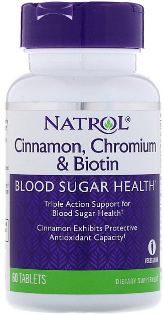 Кориця, хром і біотин - Natrol Cinnamon, Chromium & Biotin — фото N1